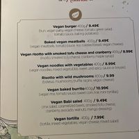 Vegan menu for lunch/ dinnerr  at Babi - Resto Bar & Wine in Tivat