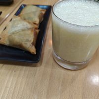 Samosas 🔥 and banana smoothie 🥤 🍌 at Vegan Sushi House  in Lisbon