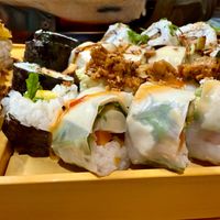 Sushi boat upclose at Vegan Sushi House  in Lisbon