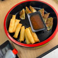 Spring rolls and gyozas (gluten-free) at Vegan Sushi House  in Lisbon