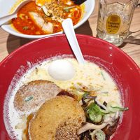 Vegan curry (I added a poached egg cause I'm vegetarian but it comes without it). Delicious broth. at Ippudo in Kanazawa