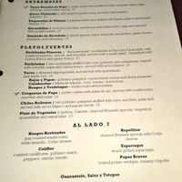 Vegetarian menu at Hugo's in Houston