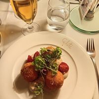 Arancini over butter bean puree at Elite in Helsinki