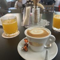 Cappuccino with soy milk and orange juice  at Antica Caffetteria Matucci in Citta Della Pieve