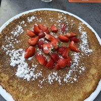 Vegan strawberry pancake   at Van het Wad in De Cocksdorp
