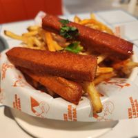 Fries and veg sausages at You Are What You Eat in Seoul