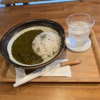 The "soy meat spinach curry"  at Sonoma in Miyajima