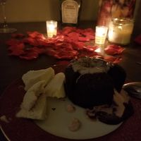 Molten Lava Cake with Whipped Rose Cream at Shojin - Culver City in Culver City