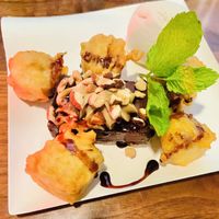 Tempura Banana & Chocolate Mousse Cake w/ vanilla ice cream 
 at Shojin - Culver City in Culver City