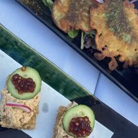 Shiso gyoza & spicy “tuna” on crispy rice  at Shojin - Culver City in Culver City