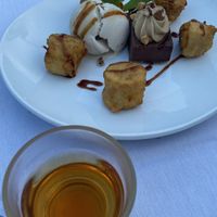 Tempera bananas with chocolate mousse cake & ice cream  at Shojin - Culver City in Culver City