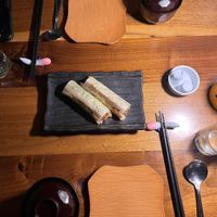 Hand roll and truffle miso soup  at Shojin - Culver City in Culver City