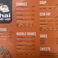 Thai menu with tofu and veg proteins (easy dishes to make vegan)   at Curry Up, Thai Me Up in Johannesburg