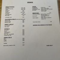 English drinks menu  at When Dreams Come True in Berlin