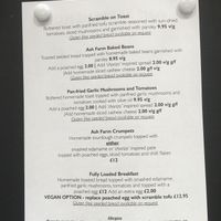 menu (april 2024) at Sian O'Doherty at Ash Farm in Kilgetty