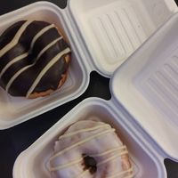 Choc orange and lemon drop vegan donuts at Kilted Donut in Edinburgh