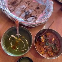 Plain palak, tofu tikka masala, roti  at Ahaara Veda Indian in Koh Phangan