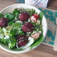My mixed bowl with beet root falafel. at MA‘LOA Poké Bowl Dresden in Dresden