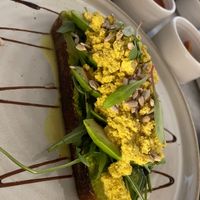 Scrambled tofu toast at OVO Coffee in Corroios