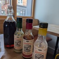 Hot sauces at Cannon Coffee in Hamilton