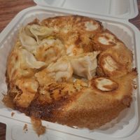 Fried vegan dumplings at Dumpling Shop in Montreal