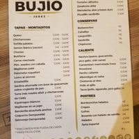 Menu at El Bujío in Jerez