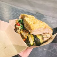 Focaccia de sobrasada y verduras.   at Daniel's Focacceria in San Sebastian