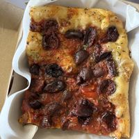 Focaccia with tomato and Kalamata olives.      at Daniel's Focacceria in San Sebastian