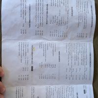 Menu at Veranda in Sarajevo