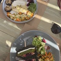 Falafel and Vegan Burger  at Rebel Beach Bar in Paros