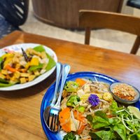 Pork belly (mock) Pad Thai and tofu cashew stirfry at Ginger Farm Kitchen - Iconsiam in Bangkok