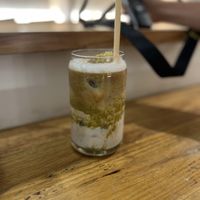 Ice pistachio latte  at Philosopheat in Barcelona