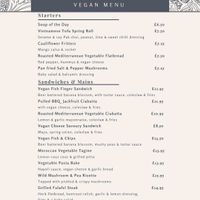Vegan menu  at Shooters Arms in Burnley