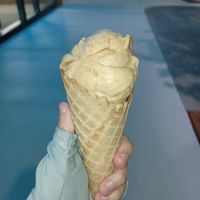 Pumpkin spice in a waffle cone at Legendairy Cookies 'N Creamery in Appleton