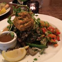 tofu nori served on mash with gravy  at East St Cafe and Bar in Nelson