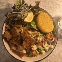 Cesar salad with hash brown   at East St Cafe and Bar in Nelson
