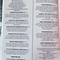 Lunch menu  at East St Cafe and Bar in Nelson