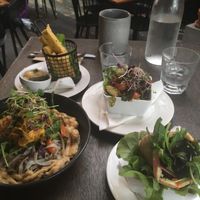 Main course and starters to share. All vegan. at East St Cafe and Bar in Nelson