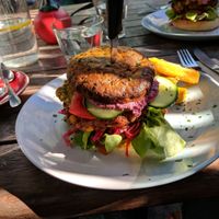 gluten free bun veggie burger at East St Cafe and Bar in Nelson