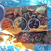 Mezze type tasting plate for 2 - vegan at East St Cafe and Bar in Nelson
