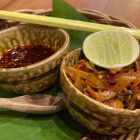 Chili oil and homemade spicy pickles at Ginger Farm Kitchen in Pattaya
