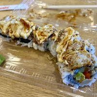 Vegan chicken dragon roll  at St Pierre's Sushi in New Plymouth