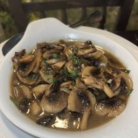 Mushrooms in garlic   at Ilia's Orchard in Skiathos
