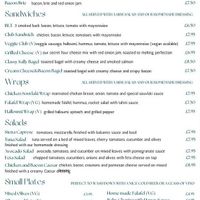 Menu at Cafe Siena in Birkenhead