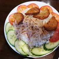 Grilled "pork" over rice at Nam Vegan Express in Burnaby