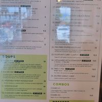 The menu at Nam Vegan Express in Burnaby