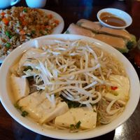 Pho, combination fried rice, and fresh salad rolls 🌱🌱🌱❤️ at Nam Vegan Express in Burnaby