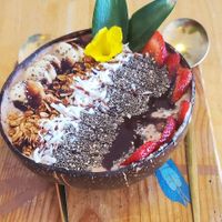 Smoothie bowl, chocolate flavor at Selva Taqueria Plantbased in Cabo San Lucas