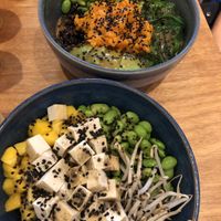 Carrot salmon & Tofu Bowl with Black Rice  at Paia Poké in Rapperswil-jona