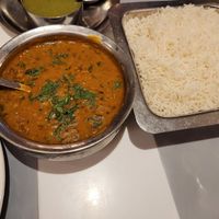 Daal and boiled rice at Pindi Restaurant in New Delhi